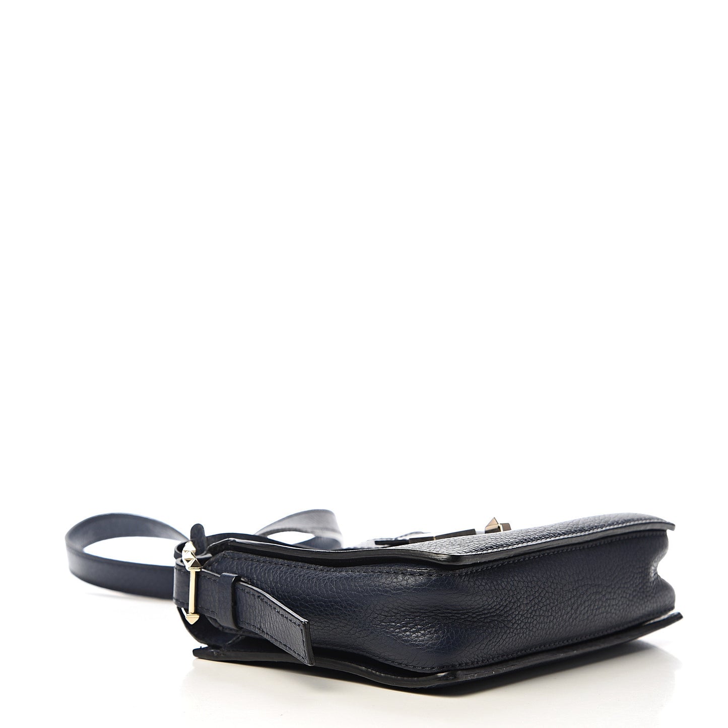 Pebbled Calfskin Rockstud Satchel Navy
