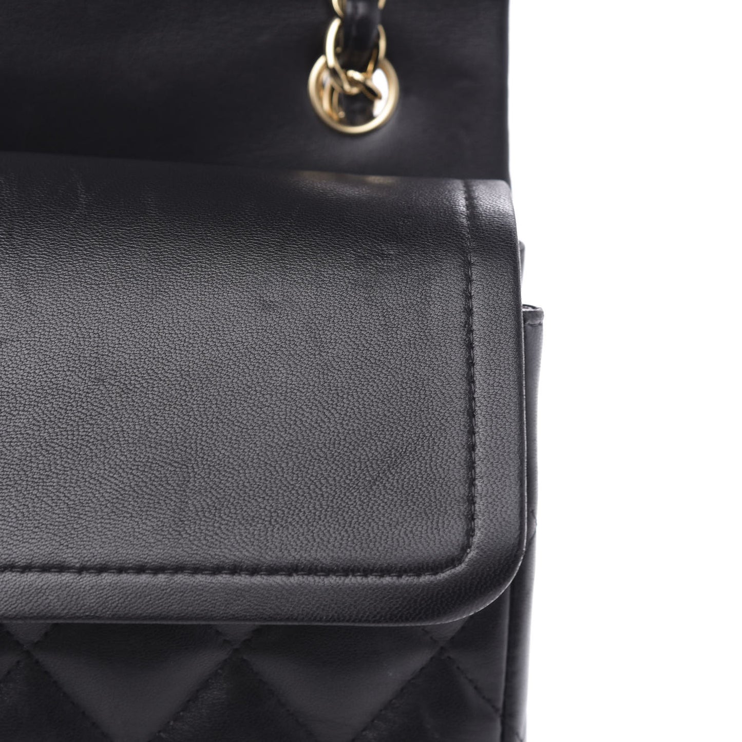 Lambskin Quilted Jumbo Double Flap Black