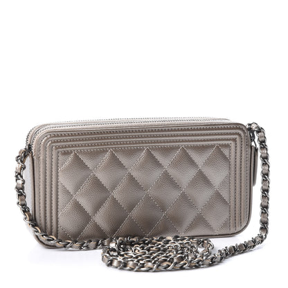 Chanel Metallic Caviar Quilted Small Boy Clutch With Chain Copper 2 of 11
