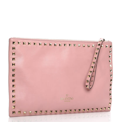 Valentino Garavani Vitello Large Rockstud Zip Wristlet Pouch Pop Gardenia 4 of 10