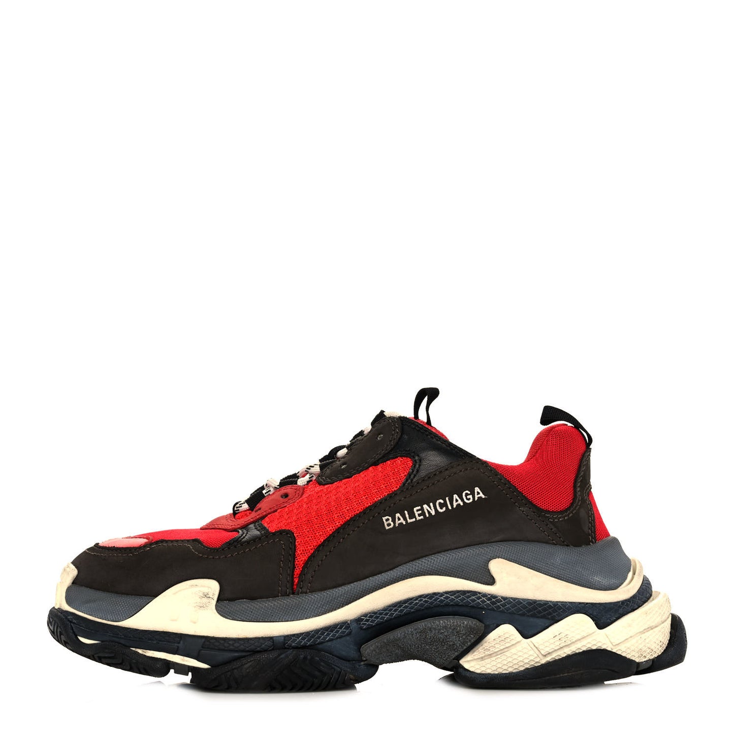 Fabric Mesh Mens Triple S Sneakers 41 Rouge Black