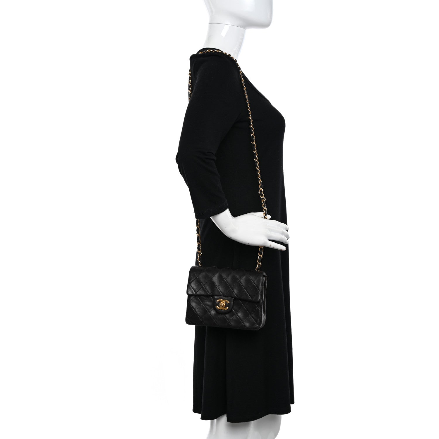 Chanel Lambskin Quilted Mini Square Flap Bag Black 2 of 12