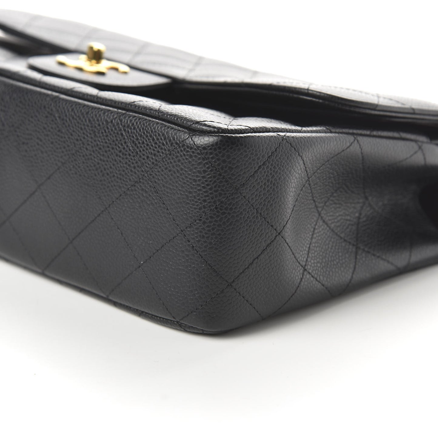 Caviar Quilted Jumbo Double Flap Black