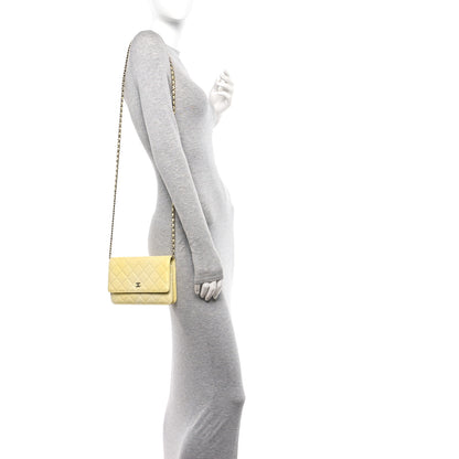 Chanel Cloudy Pearly Goatskin Quilted Wallet on Chain WOC Jaune 2 of 12