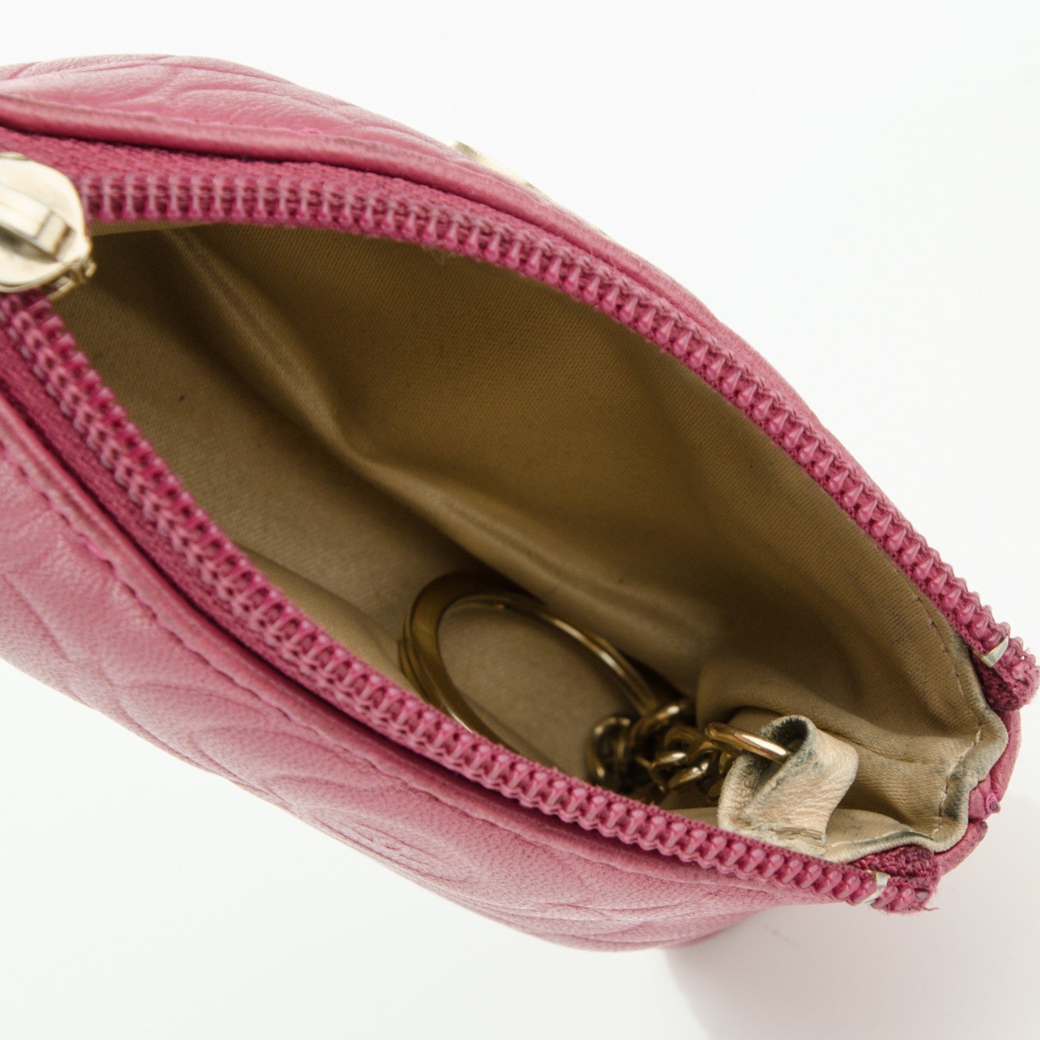 Chanel Lambskin Camellia Embossed Key Holder Case Fuchsia 5 of 7