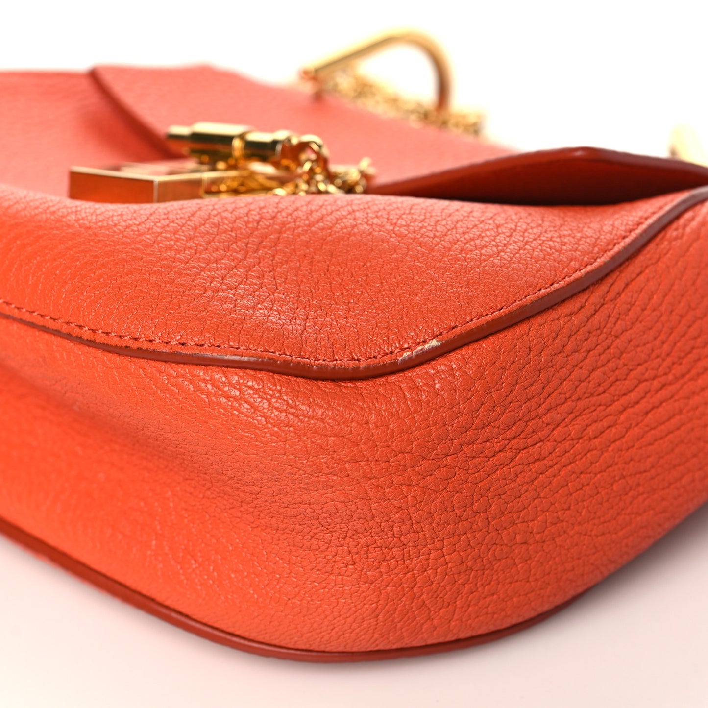 Grained Lambskin Mini Drew Shoulder Bag Foxy Orange