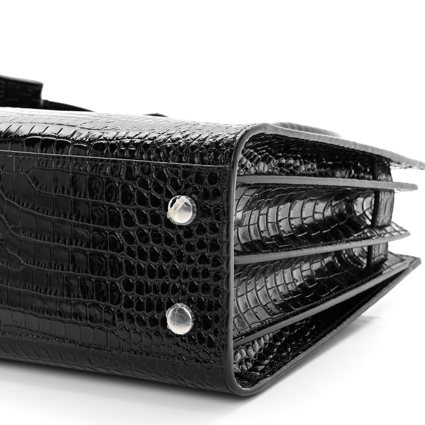 Calfskin Crocodile Embossed Baby Sac De Jour Black