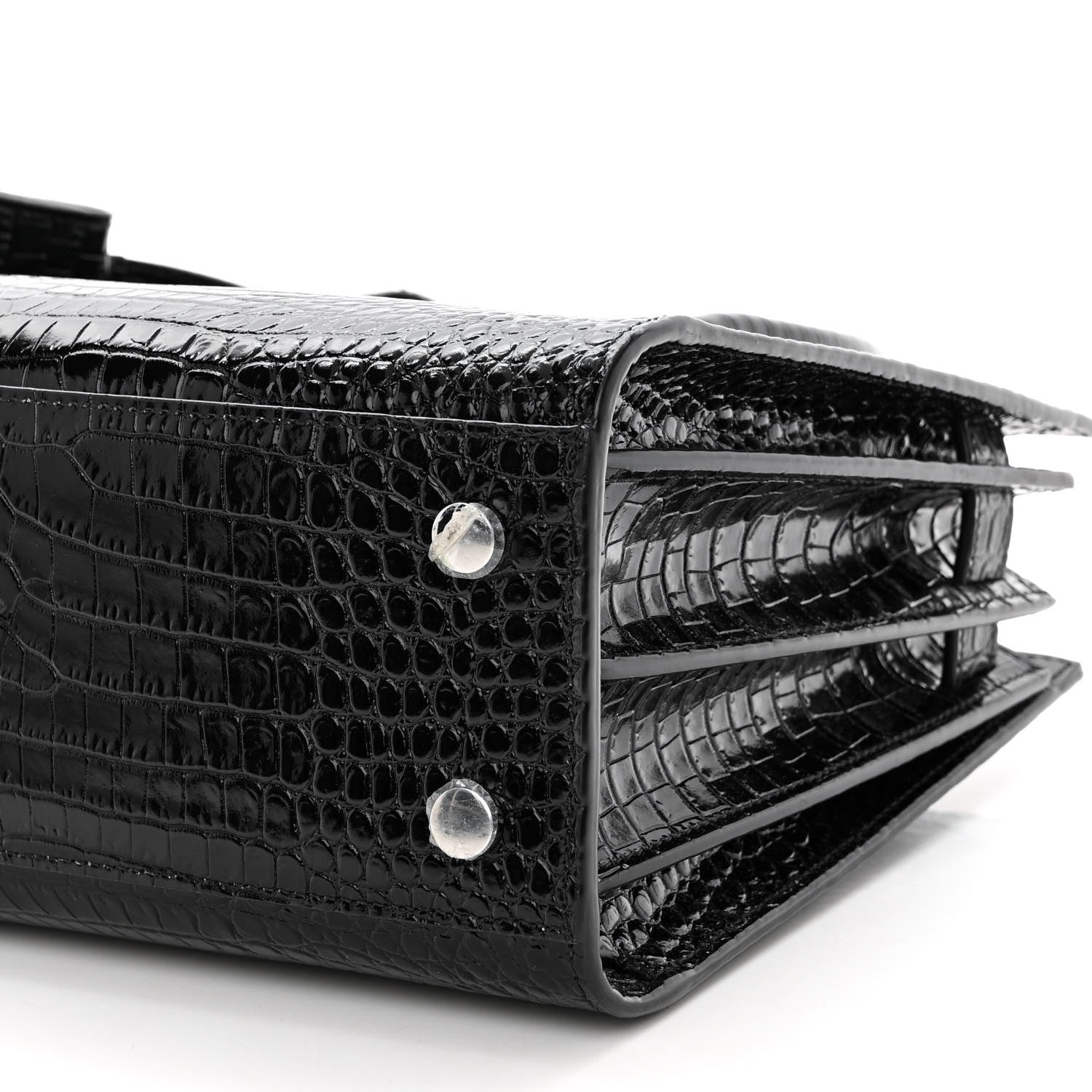 Saint Laurent Calfskin Crocodile Embossed Baby Sac De Jour Black 9 of 9