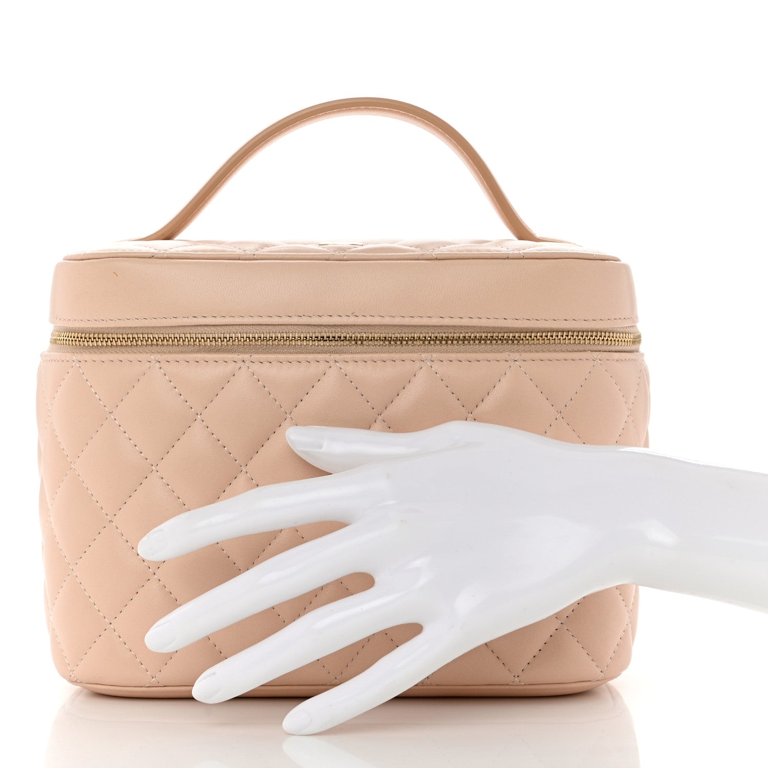 Chanel Lambskin Quilted Large Vanity Pouch Beige Clair 2 of 9