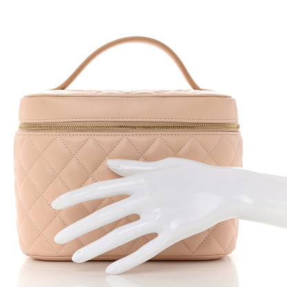 Chanel Lambskin Quilted Large Vanity Pouch Beige Clair 2 of 9