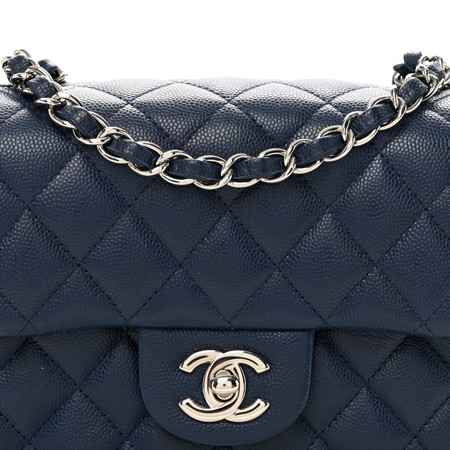 Caviar Quilted Mini Square Flap Navy