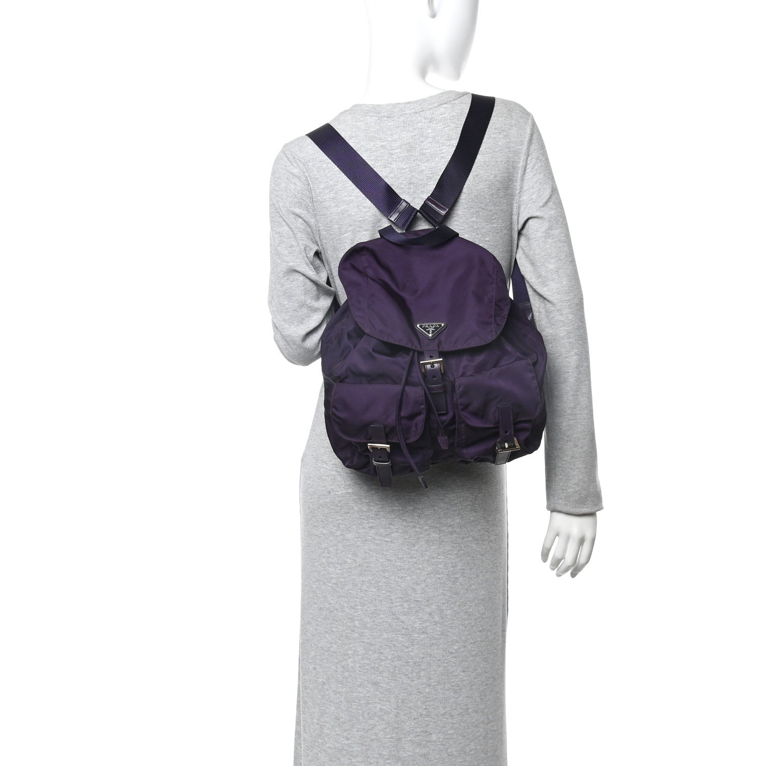 Prada Tessuto Nylon Saffiano Medium Backpack Purple 2 of 13