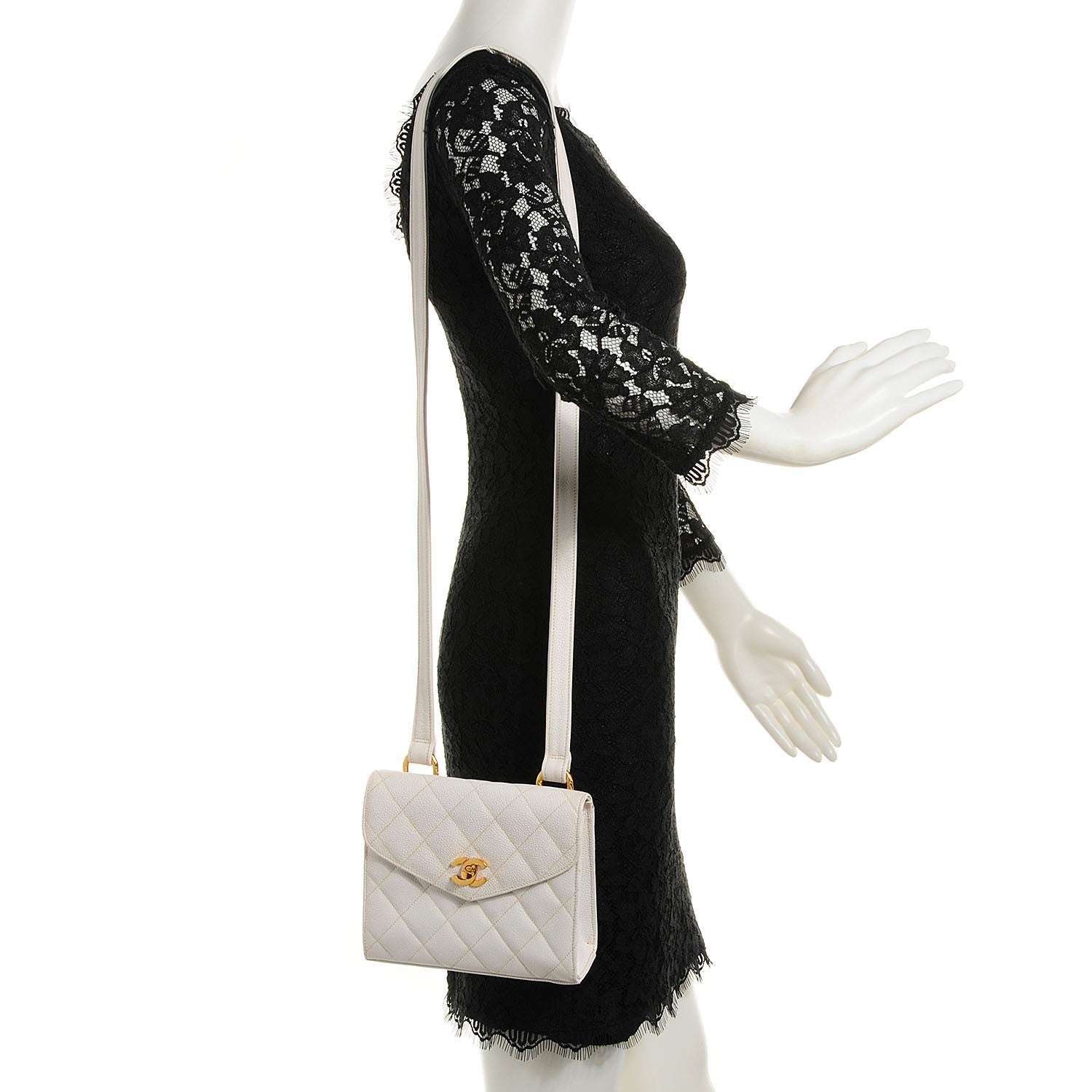 Chanel Caviar Quilted Crossbody Bag White 2 of 9