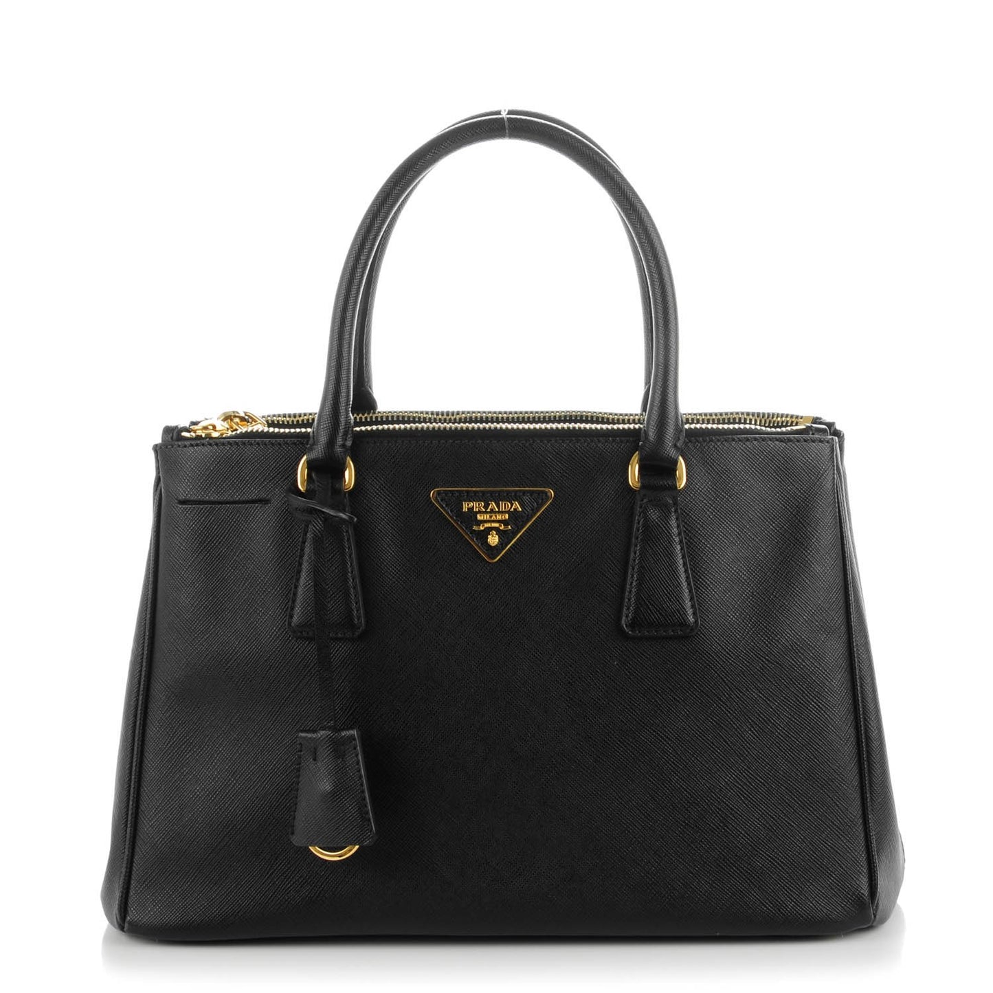 Saffiano Small Galleria Double Zip Tote Black