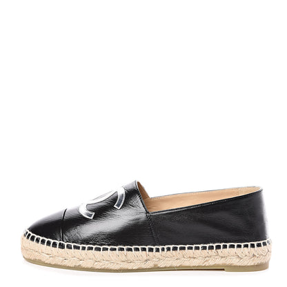 Chanel Lambskin CC Espadrilles 39 Black SIlver 1 of 11