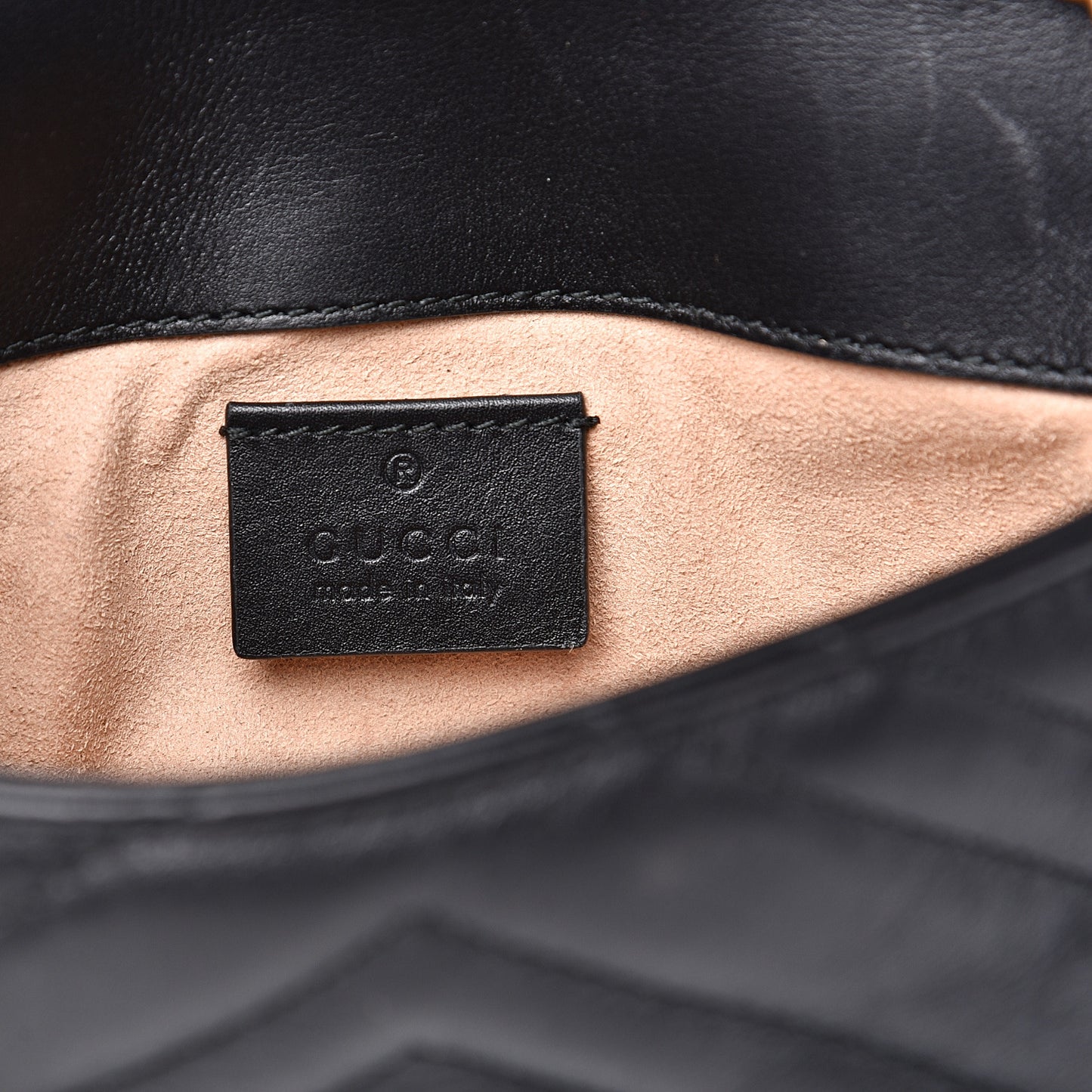 Calfskin Matelasse Super Mini GG Marmont Shoulder Bag Black