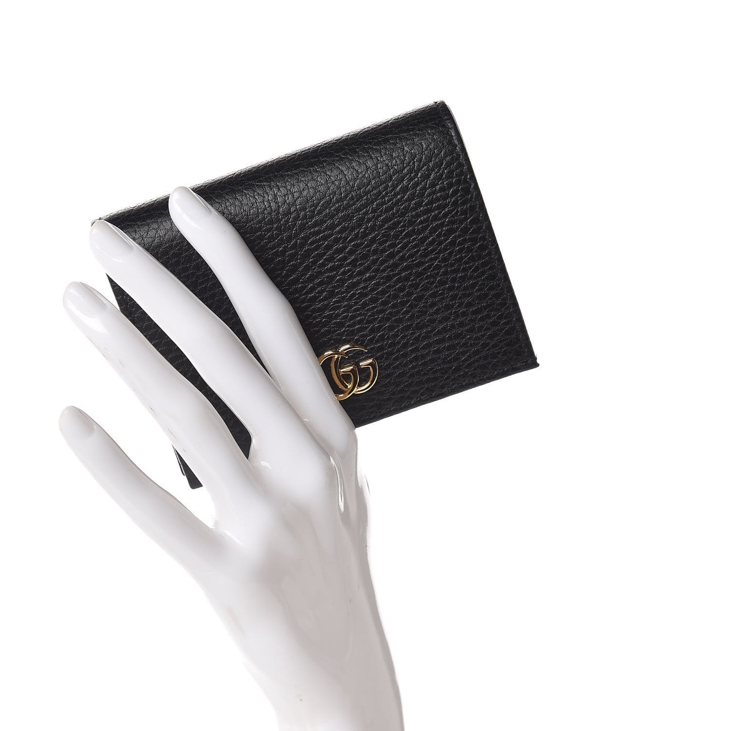 Pebbled Calfskin GG Marmont Card Case Black
