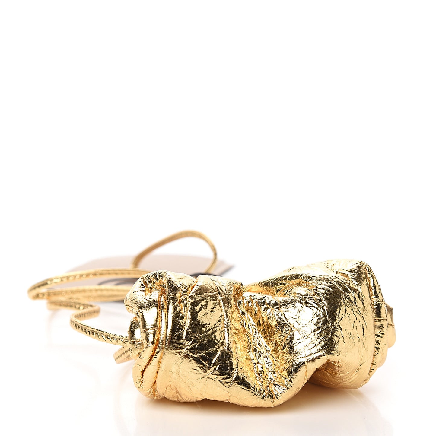 Metallic Crinkled Lambskin Coin Purse Oro