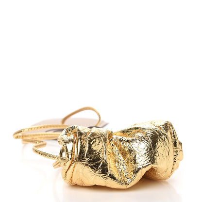 Bottega Veneta Metallic Crinkled Lambskin Coin Purse Oro 3 of 8