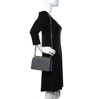 Christian Dior Calfskin Studded Small Diorama Flap Bag Grey 2 of 13