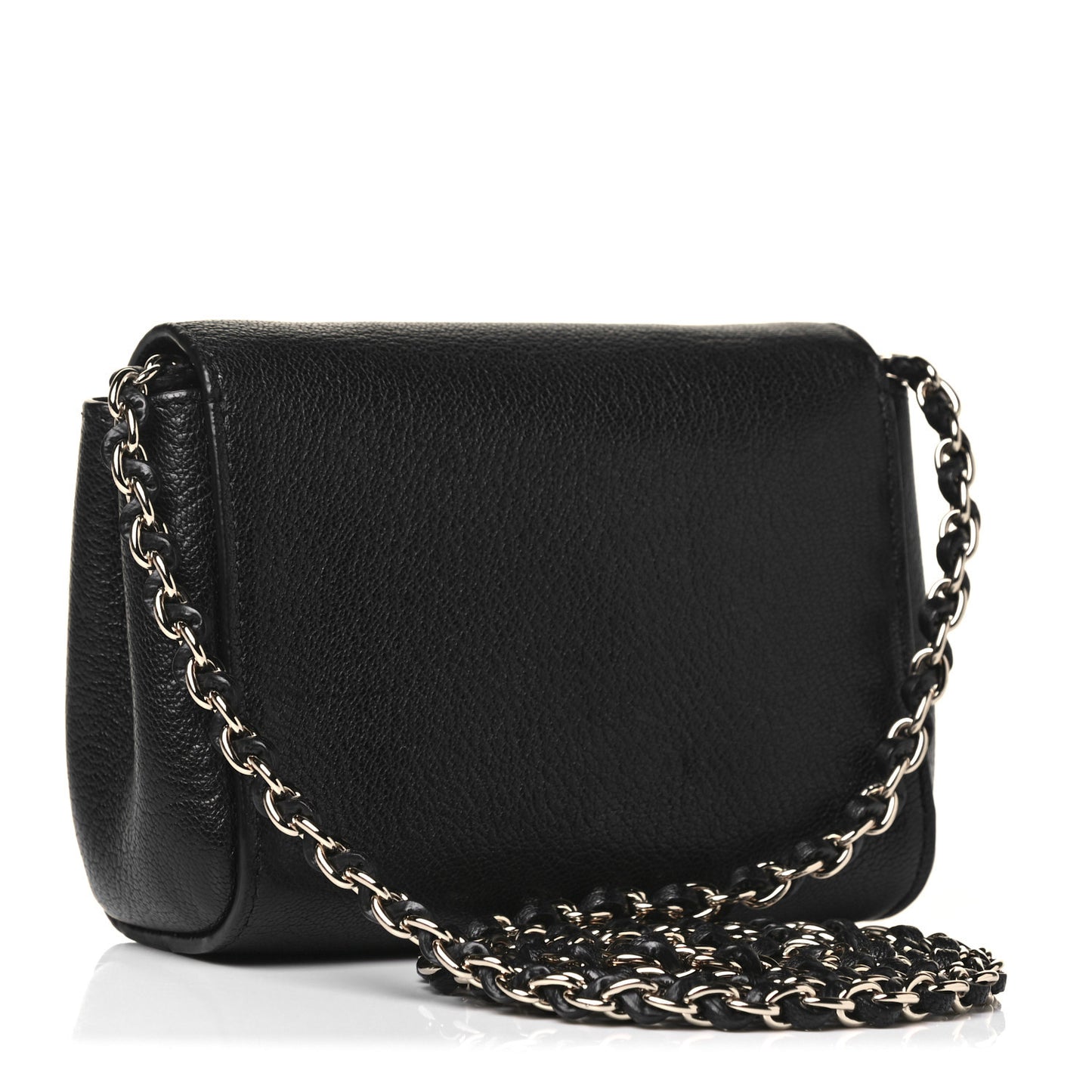 Glossy Goatskin Mini Lily Flap Black