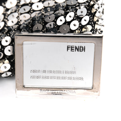 Fendi Sequin Beaded Baguette Silver Dark Brown 8 of 9