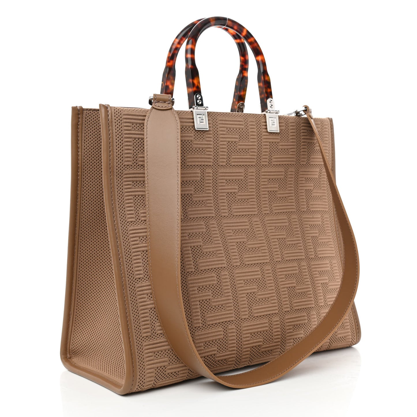 Technical Fabric Plexiglass FF Medium Fendi Sunshine Shopper Tote Sand