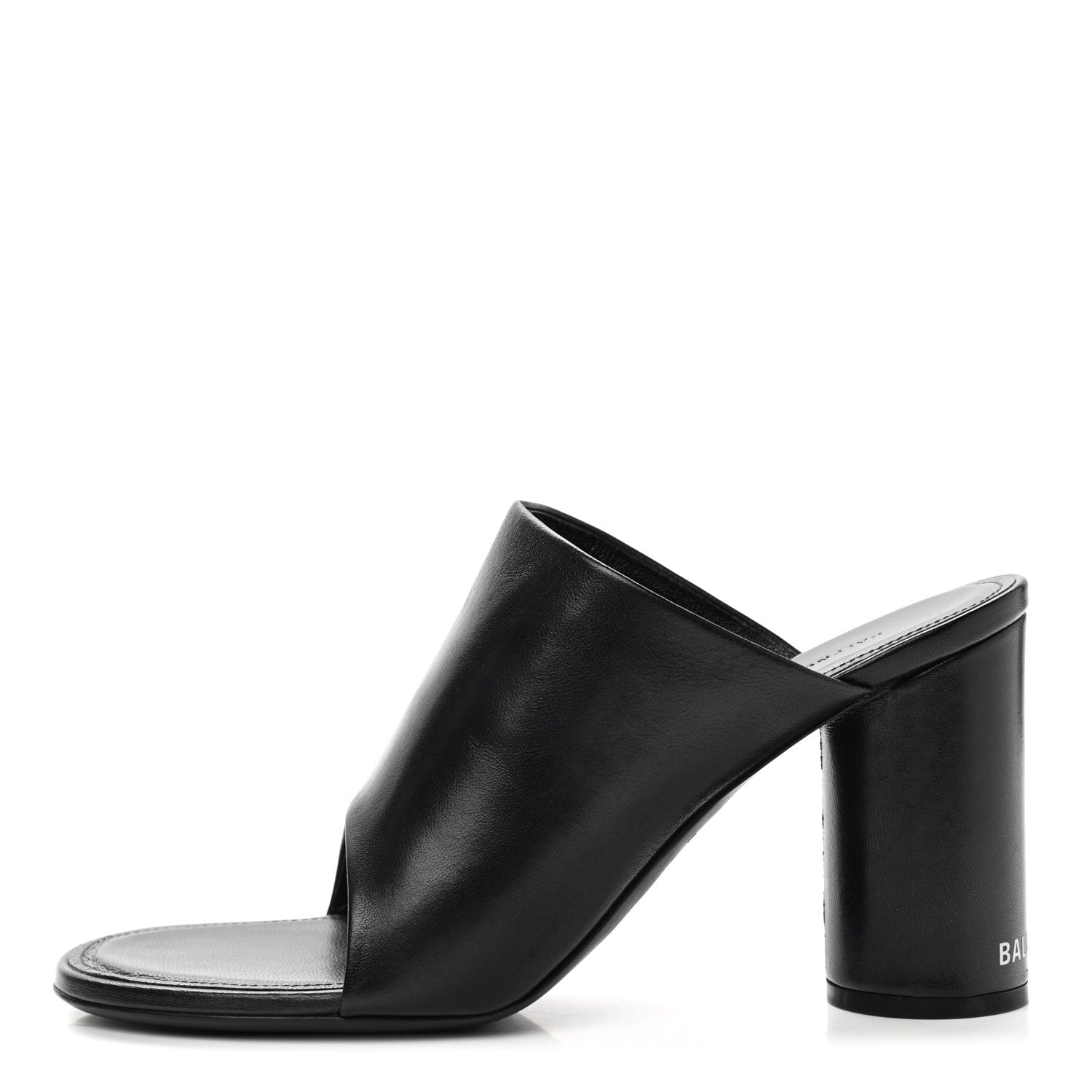 Balenciaga Shiny Sheepskin Oval 90mm Mule Pump 38 Black White 1 of 8