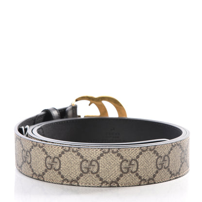 Gucci GG Supreme Monogram Matte Plutone Calfskin Double G 30mm Belt 100 40 Beige Ebony Black 2 of 5