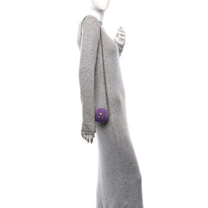 Chanel Tweed Minaudiere Round Chain Clutch Purple 2 of 11