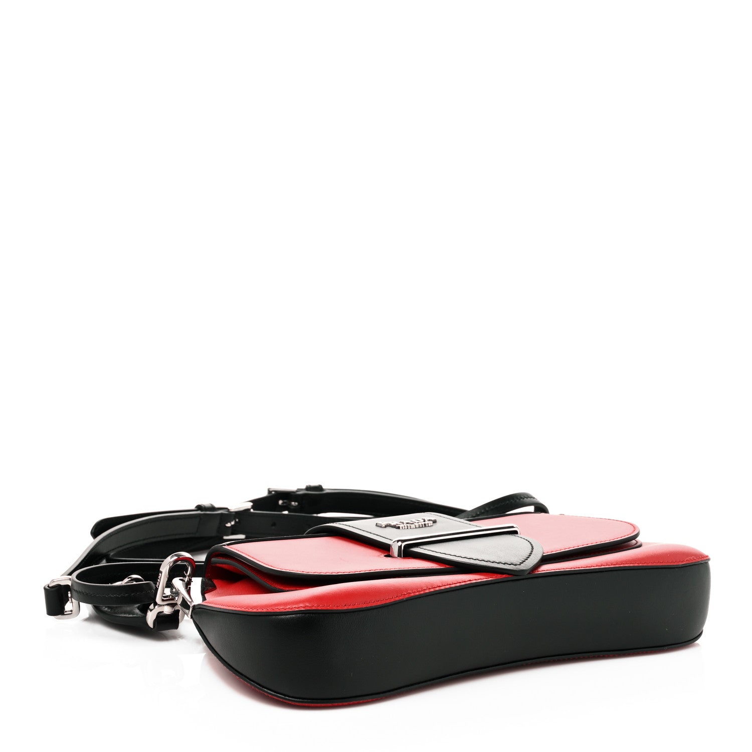Prada City Calfskin Sidonie Shoulder Bag Rosso Black 4 of 10