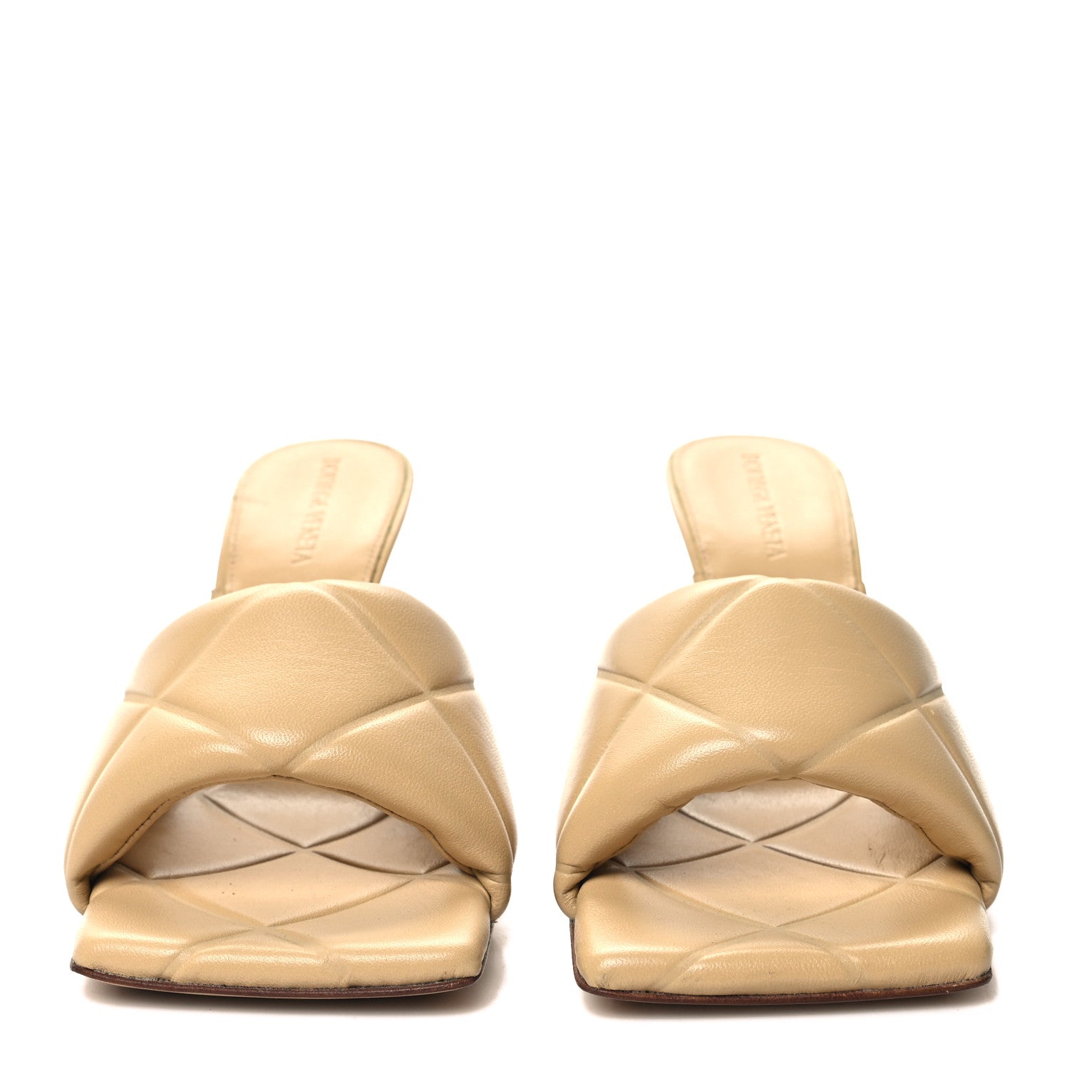 Bottega Veneta Nappa Quilted Rubber Lido Mule Sandals 37.5 Cane Sugar 2 of 7