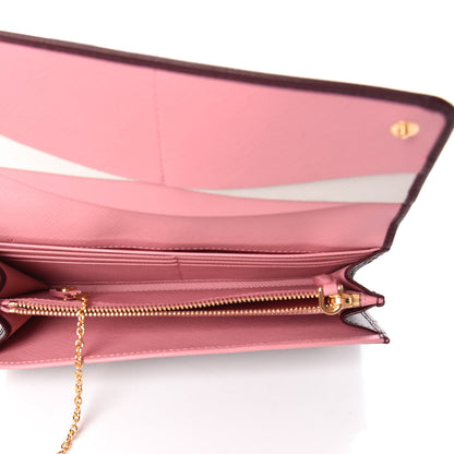 Prada Saffiano Colour Continental Flap Wallet Granato Petalo 5 of 11