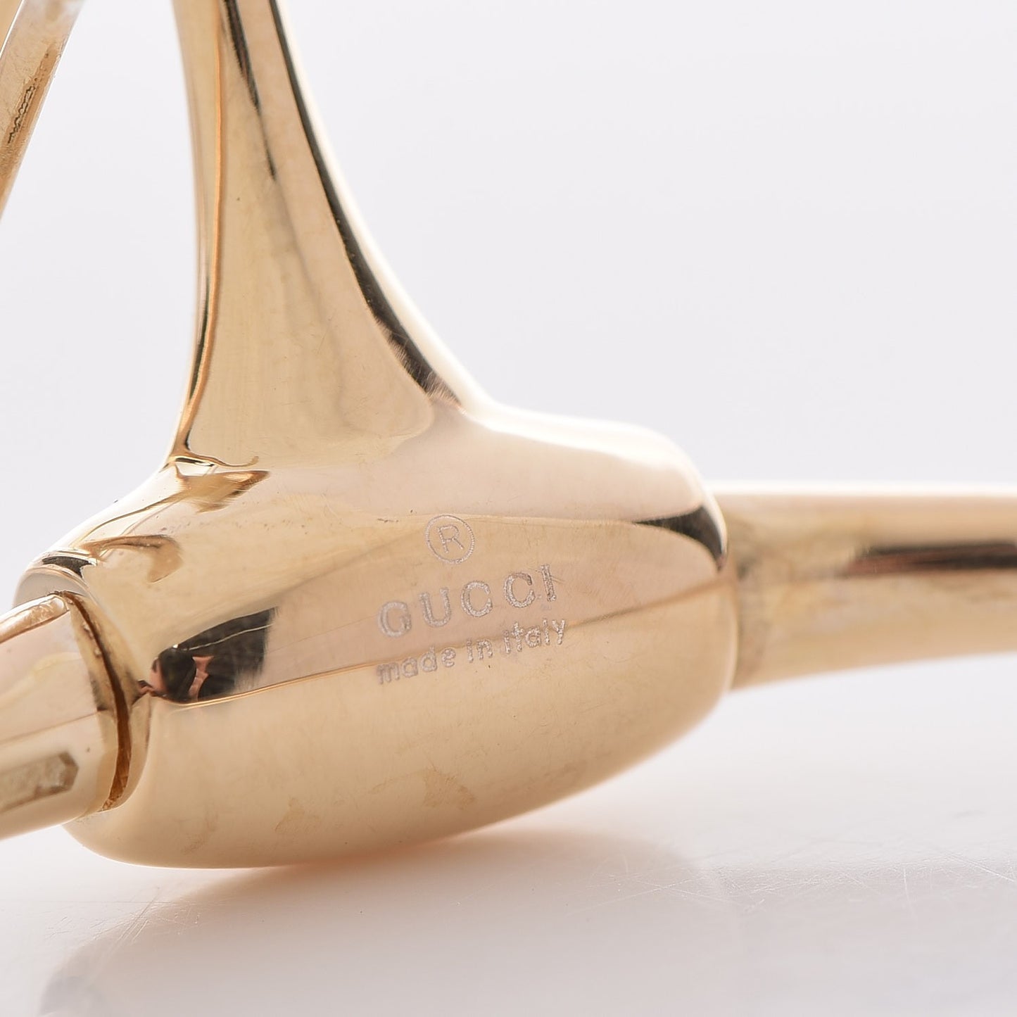 18K Yellow Gold Horsebit Drop Hoop Earrings