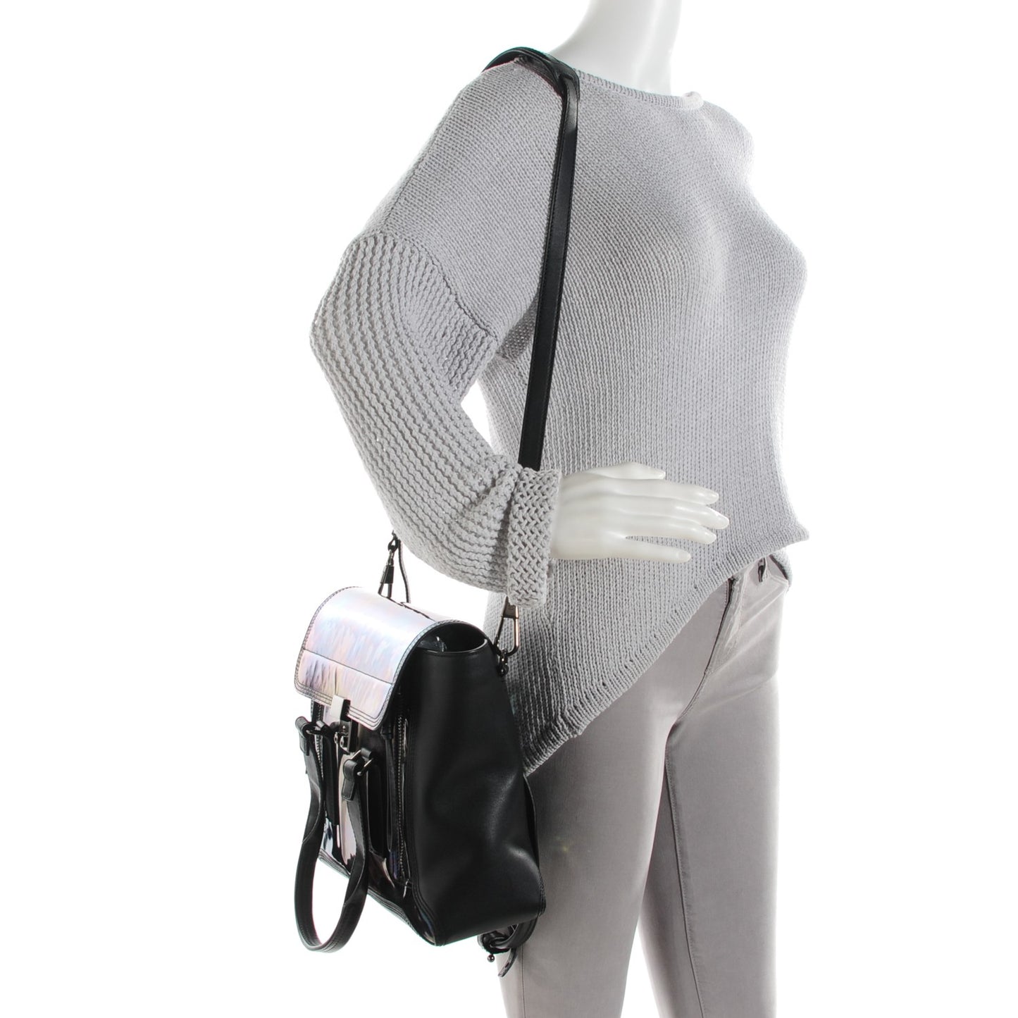 3.1 Oil Slick Patent Medium Pashli Satchel Black