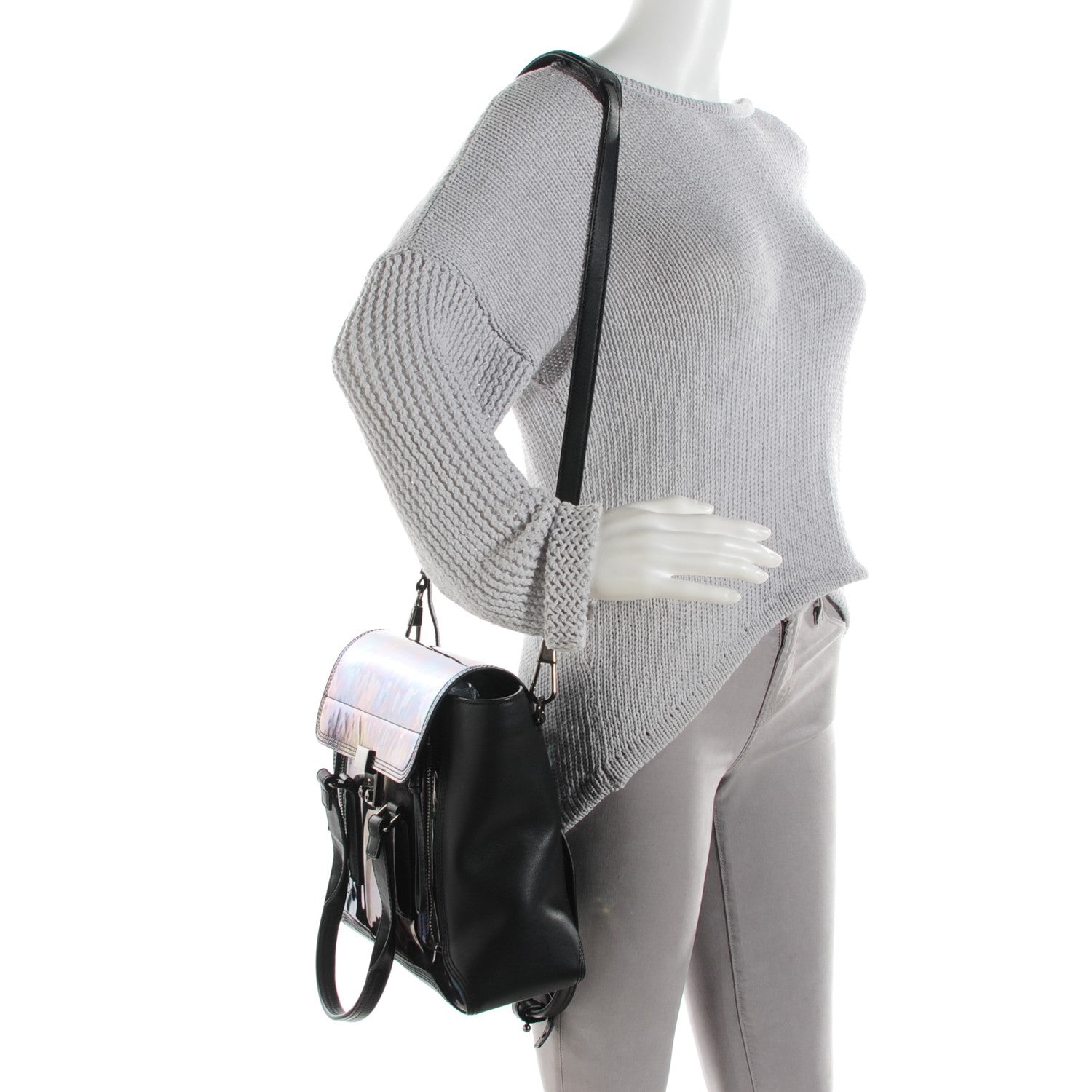 3.1 Phillip Lim 3.1 Oil Slick Patent Medium Pashli Satchel Black 2 of 7