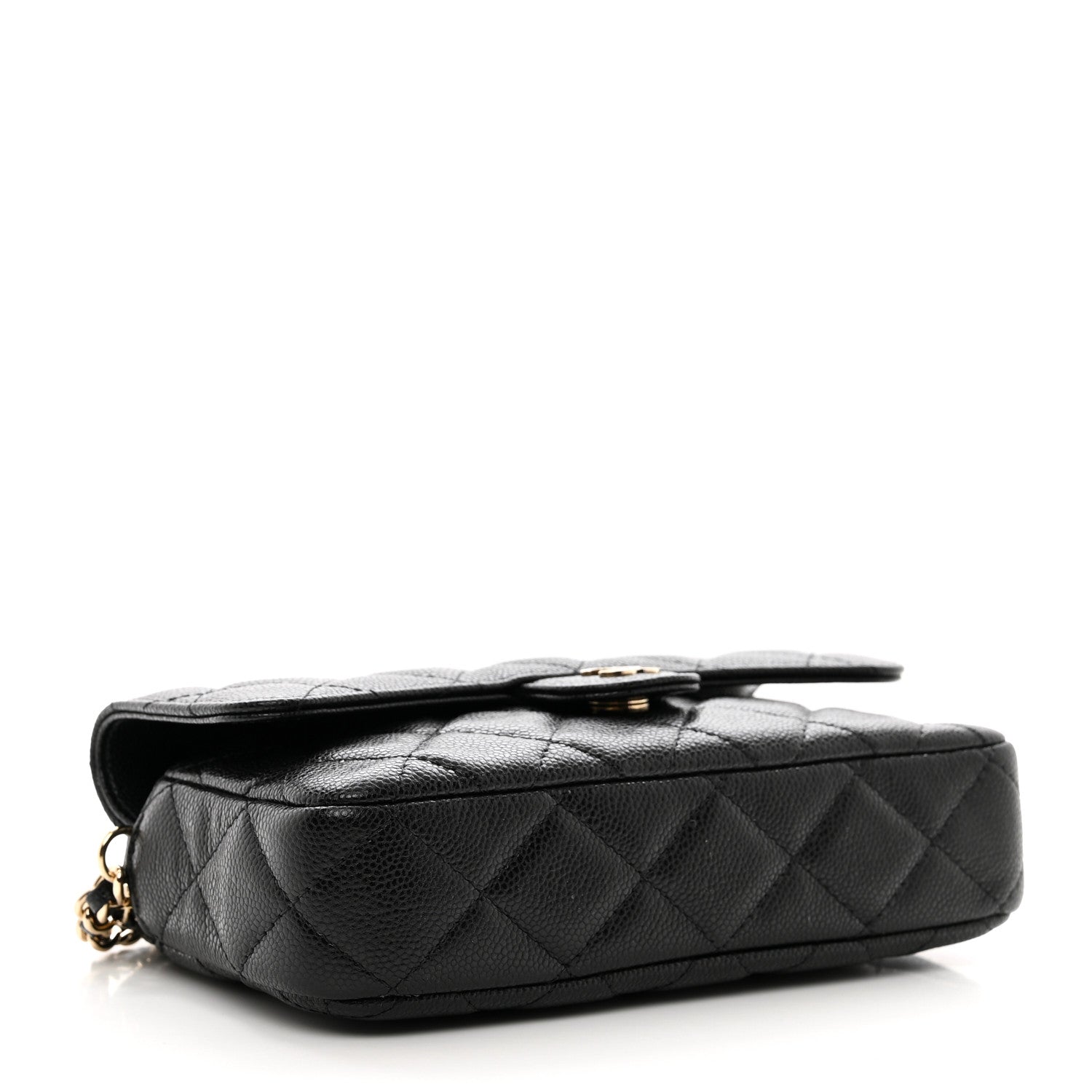 Chanel Caviar Quilted Flap Phone Holder With Chain Black 4 of 12