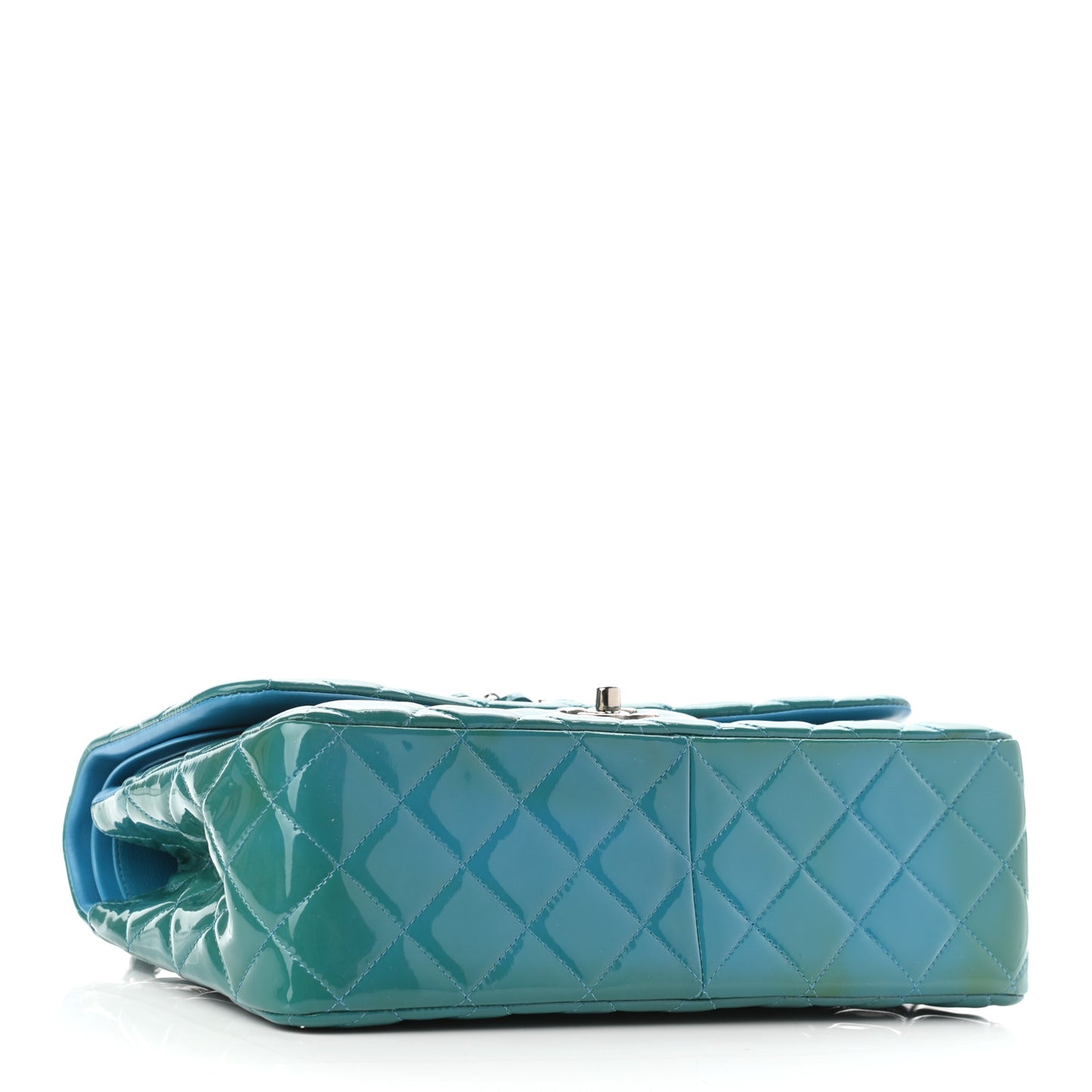 Patent Quilted Jumbo Double Flap Blue