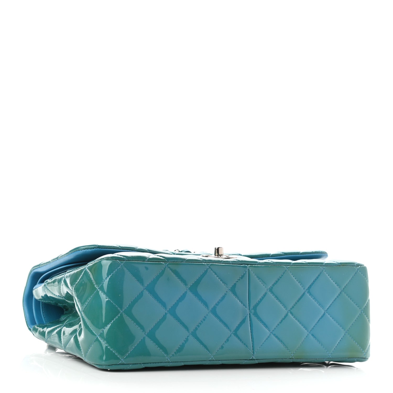 Chanel Patent Quilted Jumbo Double Flap Blue 3 of 11