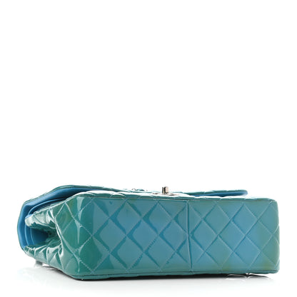 Chanel Patent Quilted Jumbo Double Flap Blue 3 of 11