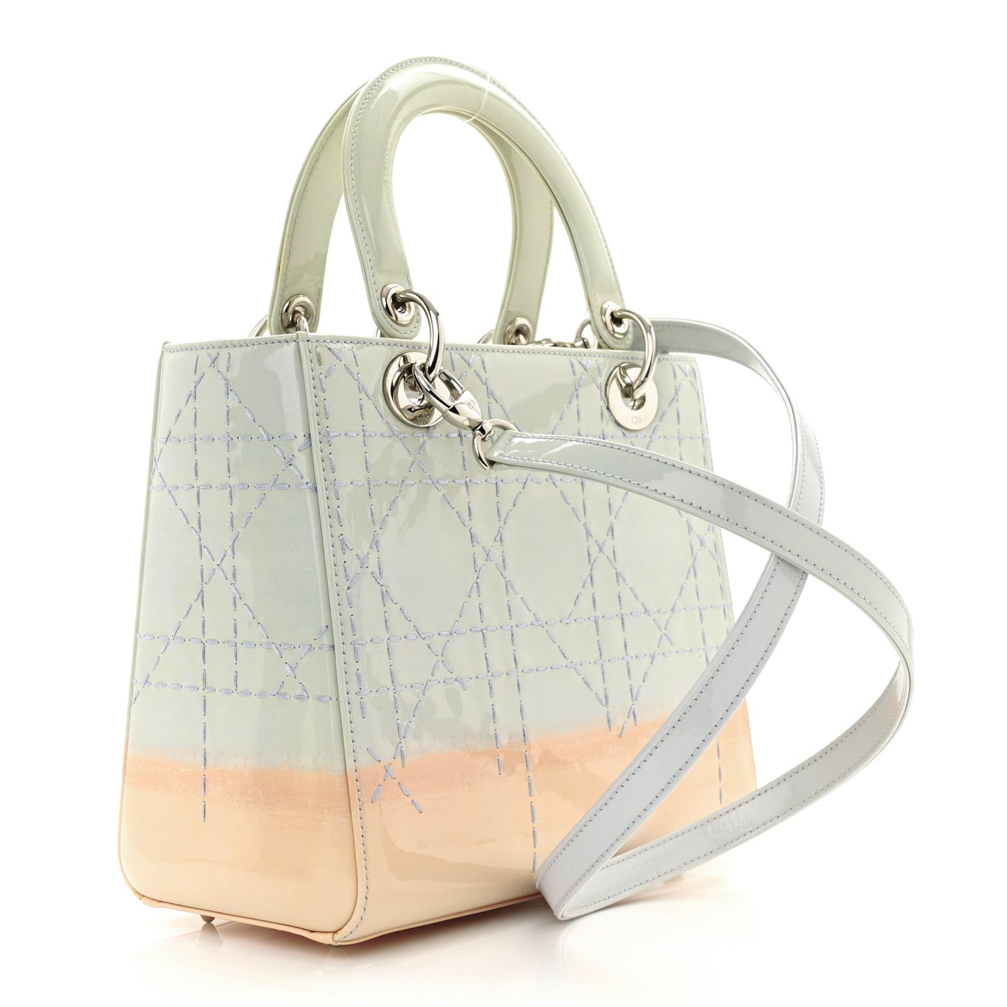 Patent Cannage Gradient Medium Lady Dior Blue Coral