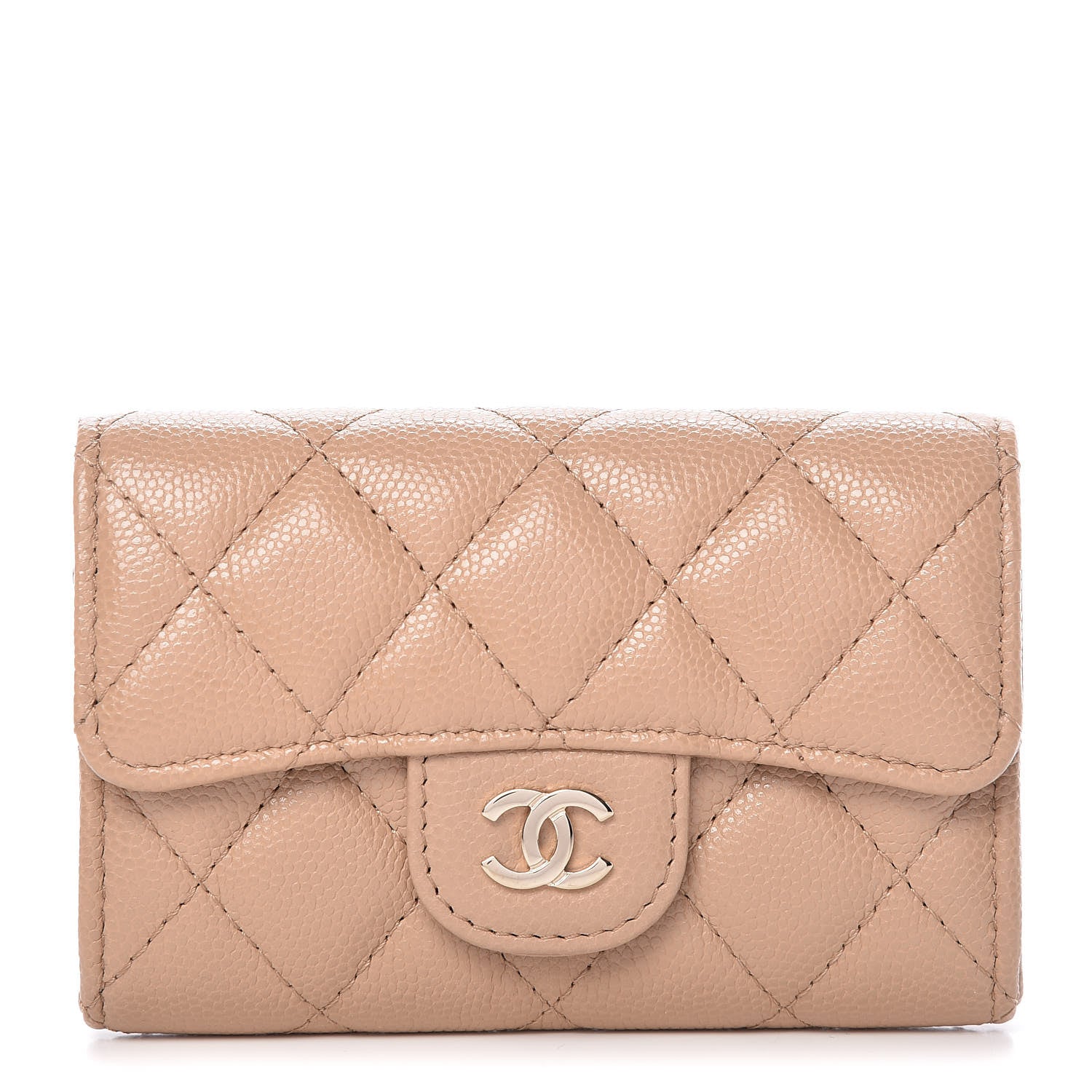 Chanel Caviar Quilted Card Holder Wallet Beige 1 of 9