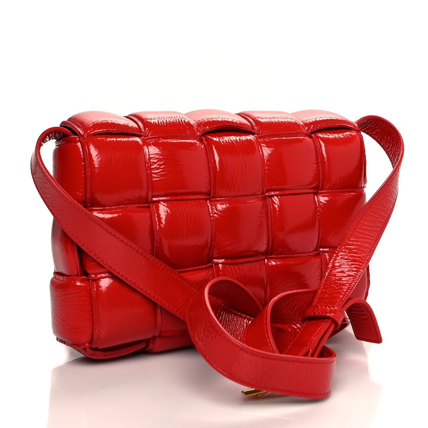 Textured Deerskin Maxi Intrecciato Padded Cassette Crossbody Bag Chili