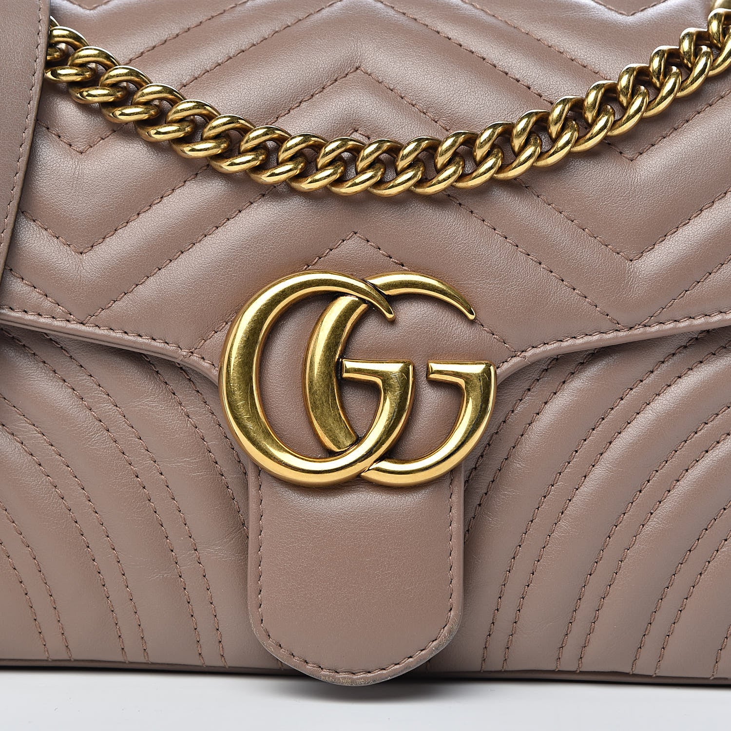 Gucci Calfskin Matelasse Small GG Marmont Shoulder Bag Porcelain Rose 11 of 11