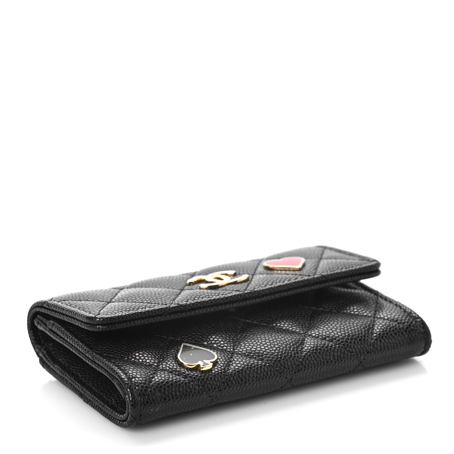 Chanel Caviar Quilted Enamel Coco Casino Flap Card Holder Wallet Black 4 of 9