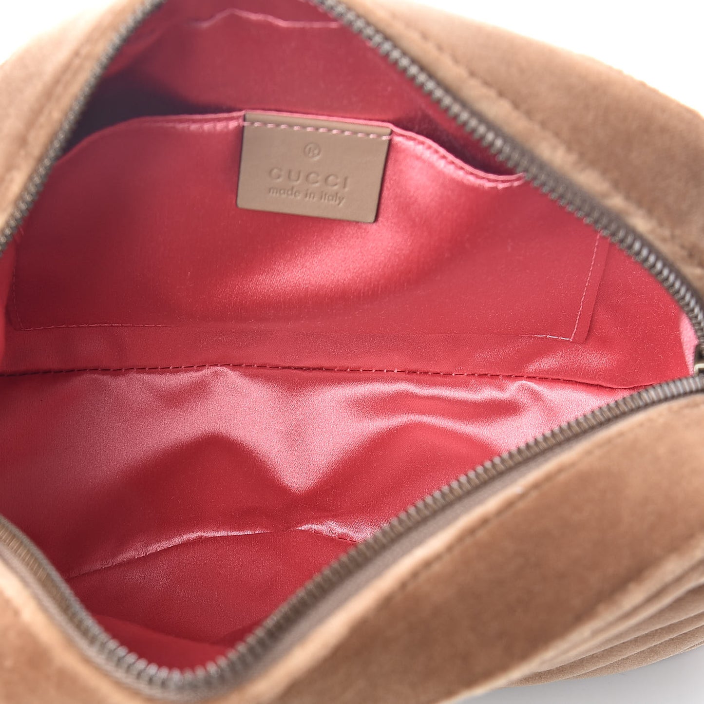 Velvet Matelasse Small GG Marmont Chain Shoulder Bag Taupe