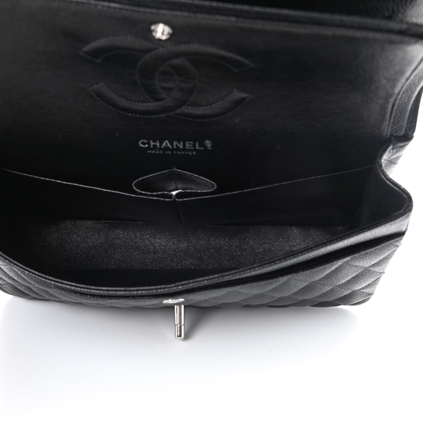 Caviar Quilted Medium Double Flap Black