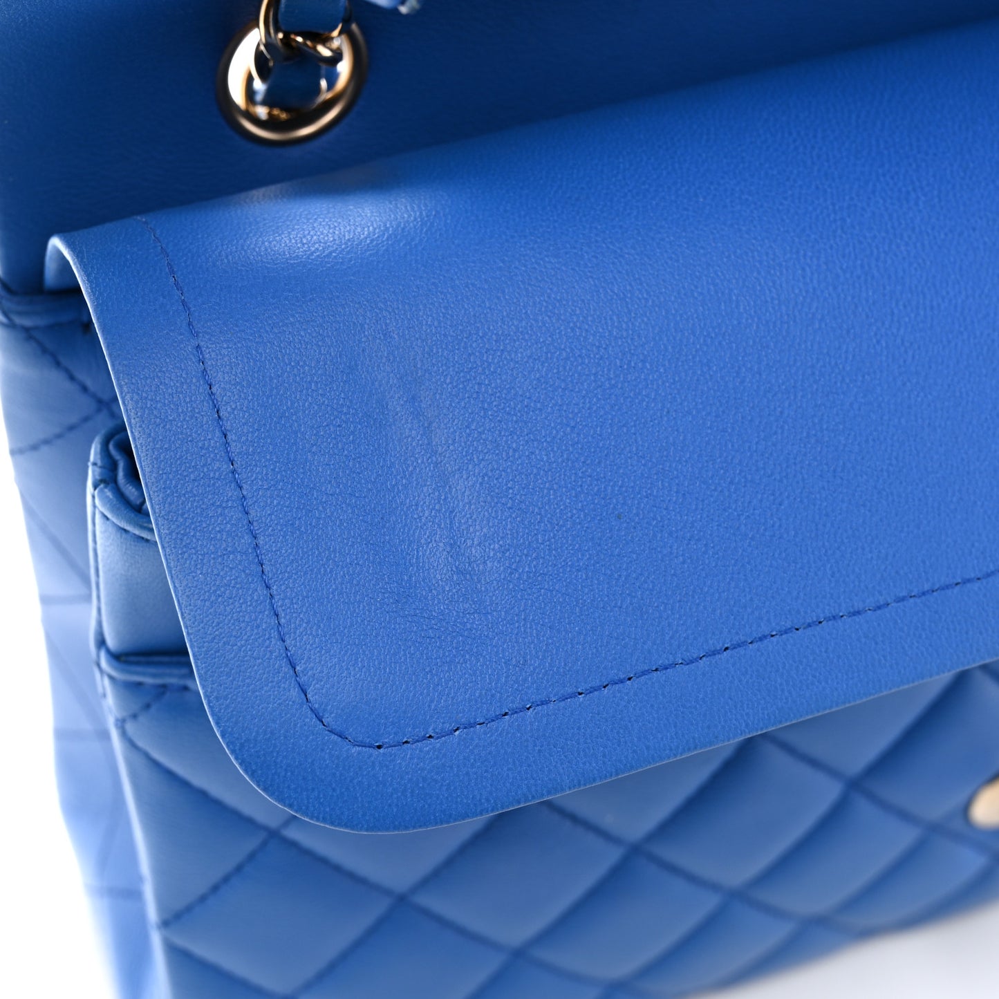 Lambskin Quilted Medium Double Flap Blue