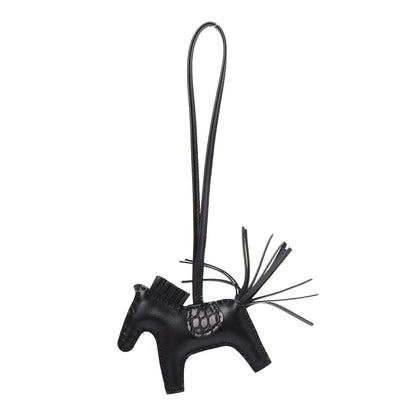 Hermes Milo Lambskin Matte Alligator Touch Grigri Rodeo Horse Bag Charm PM So Black 1 of 3