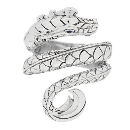 John Hardy Sterling Silver Blue Sapphire Naga Dragon Coil Ring 58 8.25 1 of 5